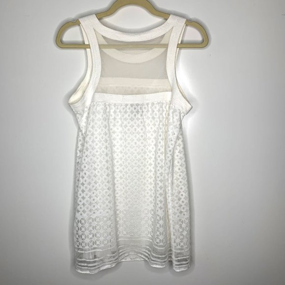 MAX STUDIO White Sheer Circle Boho Tank Top Sz L - Picture 6 of 9